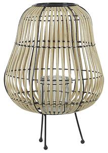 Lampion świecznik drewniany boho design 44 cm jasne drewno Berkner Beliani