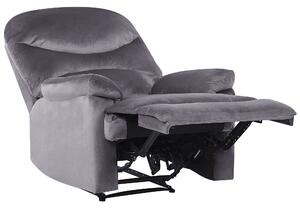 Fotel telewizyjny rozkładany tapicerowany welurem z podnóżkiem szary Eslov Beliani
