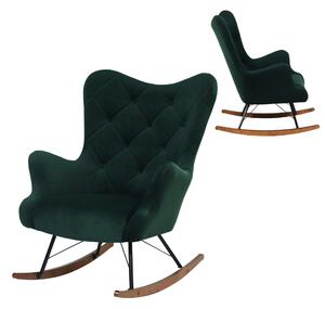 MebleMWM Fotel bujany LIDO | Welur | Zielony | Kolor nóżek do wyboru