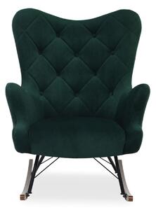 MebleMWM Fotel bujany LIDO | Welur | Zielony | Kolor nóżek do wyboru