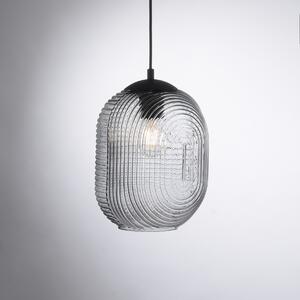 Lampa wisząca Art Deco czarna z przydymionym szkłem 3 światła - Chris Oswietlenie wewnetrzne