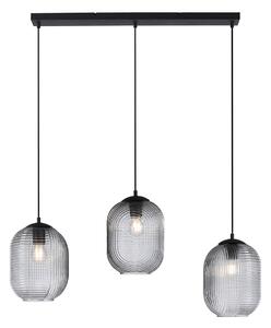 Lampa wisząca Art Deco czarna z przydymionym szkłem 3 światła - Chris Oswietlenie wewnetrzne