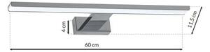 Srebrny kinkiet łazienkowy LED - N014-Cortina 13,8W 60x11,5x4 cm