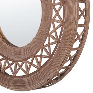 Lustro ścienne okrągłe 62 cm ręcznie wykonane bambusowa rama brązowe Cacoma Beliani
