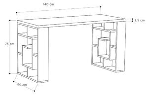 Białe biurko z półkami na książki 140x60 cm