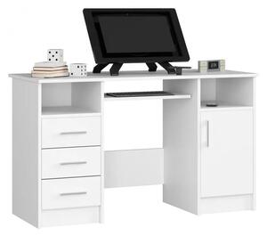 Białe biurko z szufladą na klawiaturę i szafką