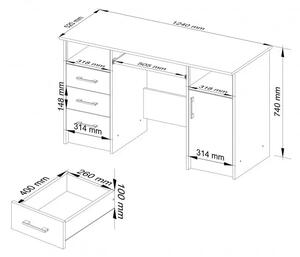 Komputerowe biurko szkolne z szafką i szufladami sonoma/biały