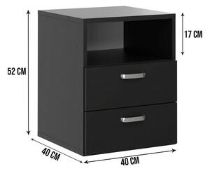 Czarny stolik nocny kontenerek z szufladami pod biurko