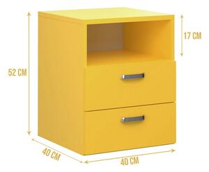 Żółta szafka nocna z szufladami kontenerek
