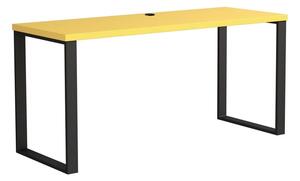 Żółte biurko z przepustem na kable loft