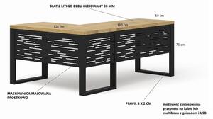 Loftowe biurko narożne z drewnianym blatem