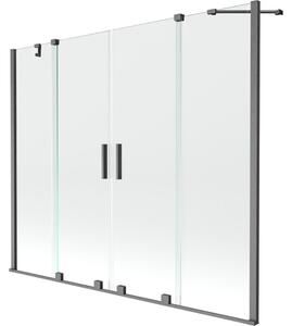 Mexen Velar Duo parawan nawannowy 2-skrzydłowy rozsuwany 170 x 150 cm, transparent, gun gray szczotkowany - 896-170-000-02-66