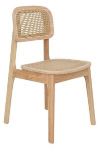 Krzesło Savio light z litego drewna kauczukowego, rattan