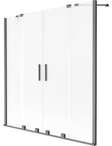 Mexen Velar Duo parawan nawannowy 2-skrzydłowy rozsuwany 160 x 150 cm, szron, gun gray szczotkowany - 896-160-000-32-66