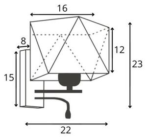 Kinkiet LED lampa ścienna lampa na ścianę z abażurem diament MOTO