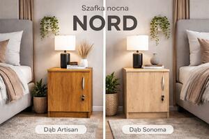 Szafka nocna NORD 40 szafka nocna zamykana 40 cm dąb sonoma lub dąb artisan