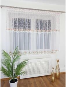 Firana gotowa markizeta + woal 400x150 cm haft gipiura zielono-rÃ³Å¼owa