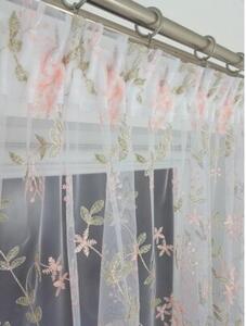 Firana gotowa markizeta + woal 400x150 cm haft gipiura zielono-rÃ³Å¼owa