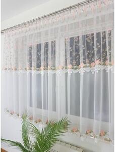 Firana gotowa markizeta + woal 400x150 cm haft gipiura zielono-rÃ³Å¼owa