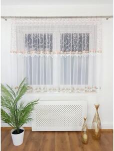Firana gotowa markizeta + woal 400x150 cm haft gipiura zielono-rÃ³Å¼owa