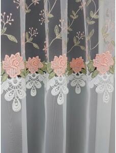 Firana gotowa markizeta + woal 400x150 cm haft gipiura zielono-rÃ³Å¼owa