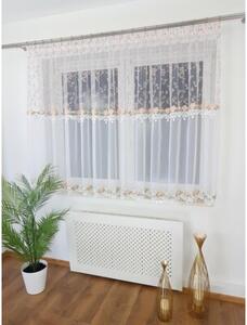 Firana gotowa markizeta + woal 400x150 cm haft gipiura zielono-rÃ³Å¼owa