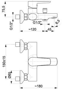 Bateria wannowa natynkowa KFA ARMATURA Narva 5224-010-81 Czarny