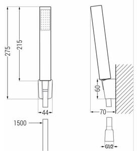 Mexen Uno R77 bateria wannowa z zestawem prysznicowym, chrom - 7143R77-00
