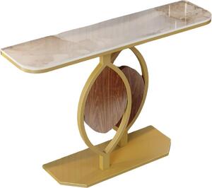 Stolik konsolowy Royal Valora - biay/zoty - stolik cienny - marmurowy wygld - stolik boczny - 120 cm