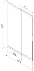Mexen Fox parawan nawannowy 2-skrzydłowy przesuwny 120 x 150 cm, szron, chrom - 891-120-002-01-30