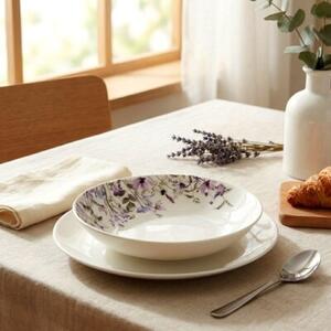 Talerz obiadowy głęboki porcelanowy kwiaty LOUKA 20,5 cm, 600 ML