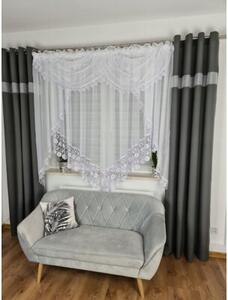 Firana gotowa z gipiurÄ zdobiona lambrekinem 400x180cm