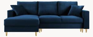 Sofa 4-osobowa narożna z funkcją spania i przechowywania Cartadera Royal Blue & Gold