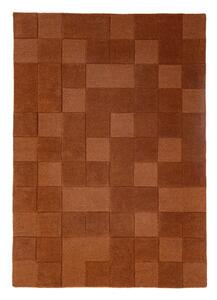 Wełniany dywan tkany ręcznie w kolorze terakoty 160x230 cm Checkerboard – Flair Rugs