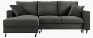 Sofa 4-osobowa narożna z funkcją spania i przechowywania Cartadera Dark Grey & Black