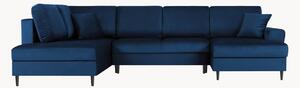 Sofa narożna 7-osobowa z funkcją spania i przechowywania Kyoto Royal Blue & Black