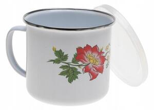 Kubek emaliowany z przykrywką stalowy 14cm 1500ml 1,5l A1007