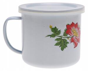 Kubek emaliowany z przykrywką stalowy 14cm 1500ml 1,5l A1007