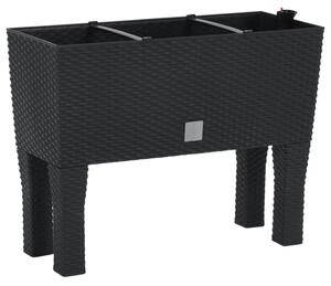 Podwyższona donica, antracytowa, 60x25x46 cm, rattan PP