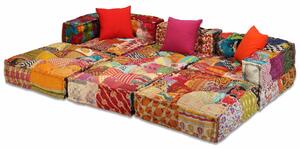Puf modułowy, 3-osobowy, patchwork, tkanina
