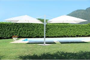 Podwójny parasol ogrodowy z centralnym supkiem, wymiary 6,35 x 3 m, z aluminiow konstrukcj Gemini – biay