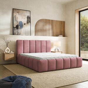 Masseno Łóżko Tapicerowane RANIS z pojemnikiem na pościel 120x200 cm - Różowy, MAGIC VELVET 2258