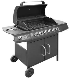 Grill gazowy ze strefą gotowania 6+1, kolor czarny