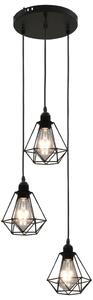 Lampa sufitowa, diamentowe klosze, czarna, 3 żarówki E27