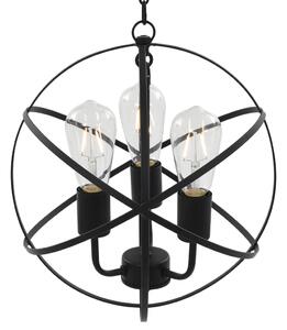 Lampa wisząca, czarna, sferyczna, 3 żarówki E27
