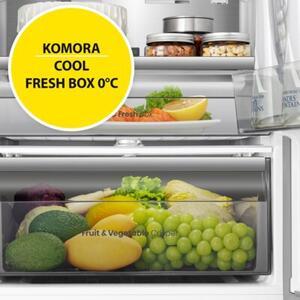 Lodówka HISENSE RB3K330SAIC 330l ExtraSpace 35dB No frost 185cm do obudowy WiFi Connectlife Srebrna Metal Cooling