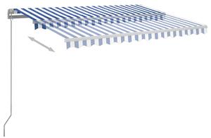 Ręcznie zwijana markiza z LED, 300 x 250 cm, niebiesko-biała
