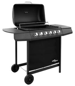 Grill gazowy z 6 palnikami, czarny