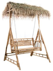 2-os. huśtawka ogrodowa, bambus i liście palmy, poduszka, 202cm