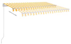Ręcznie zwijana markiza z LED, 300 x 250 cm, żółto-biała